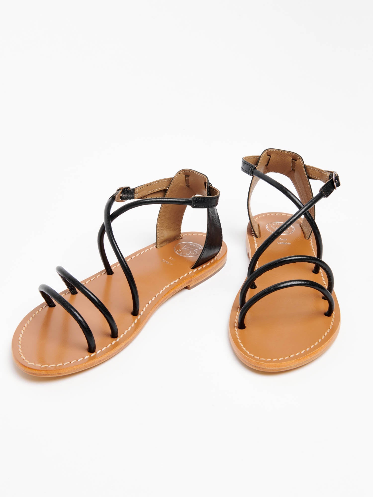 THEANO sandales en cuir noir