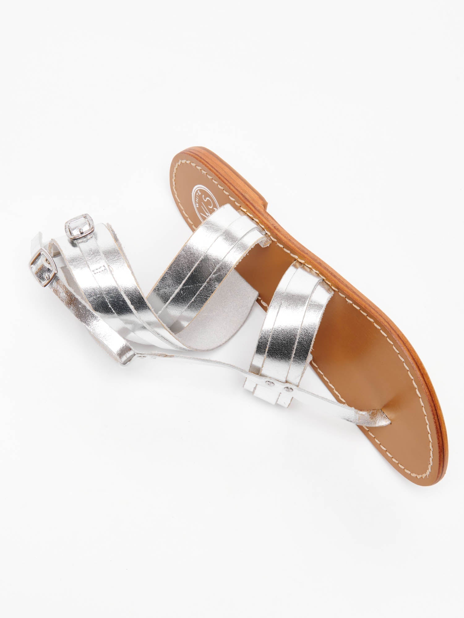 ANVERT sandales bracelet de cheville en cuir argent