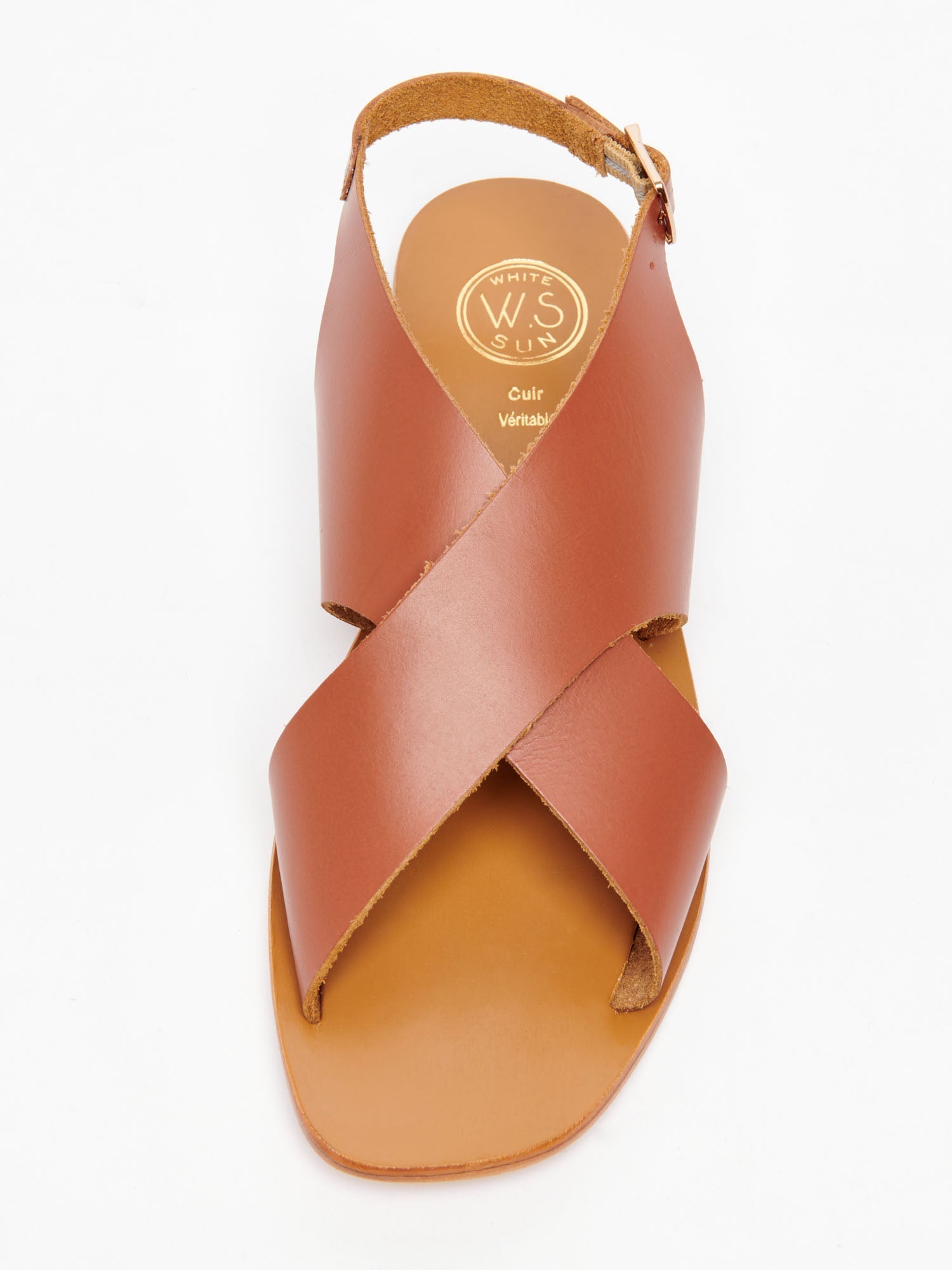 MAWALTER sandales en cuir camel