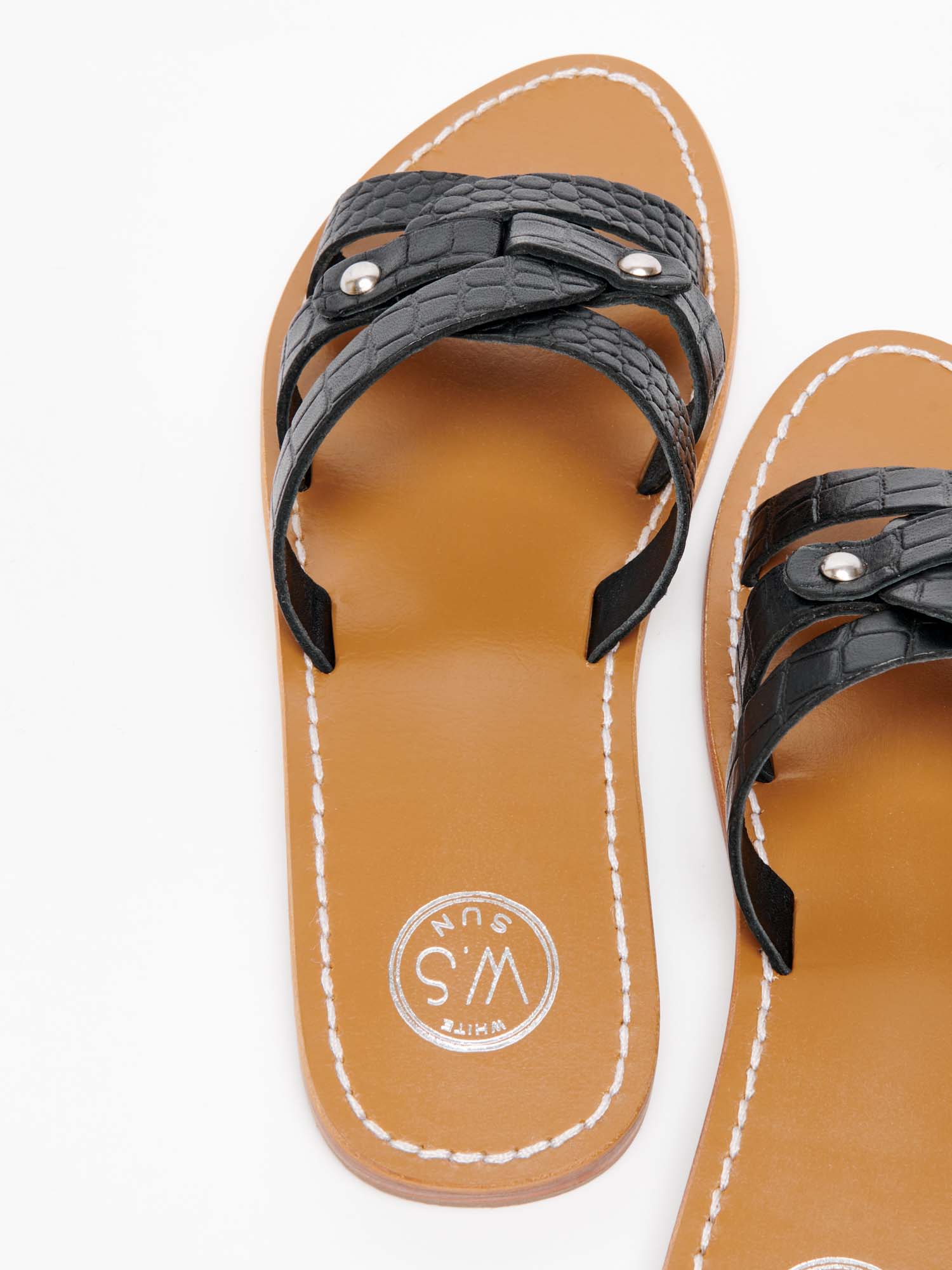MARIANI sandales en cuir noir