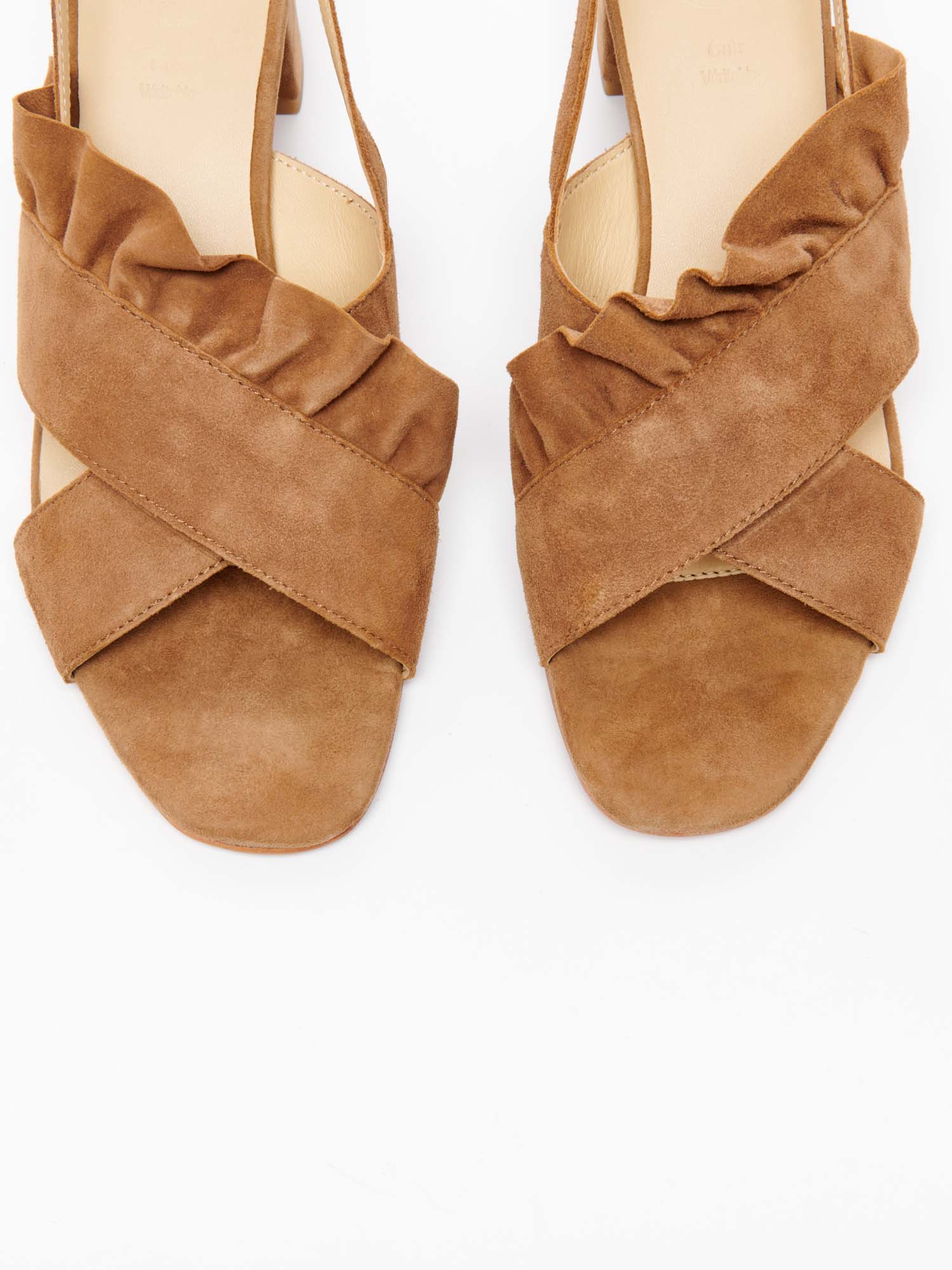 BENA sandales talon en cuir camel