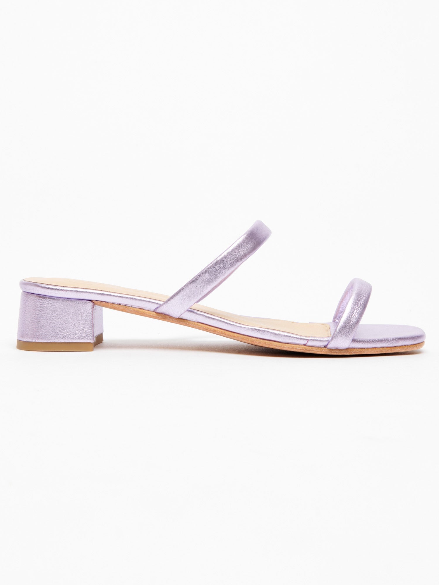 ETANIAL mules talon en cuir lila métallisé