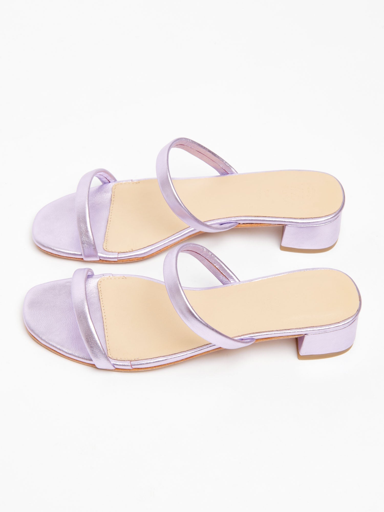 ETANIAL mules talon en cuir lila métallisé