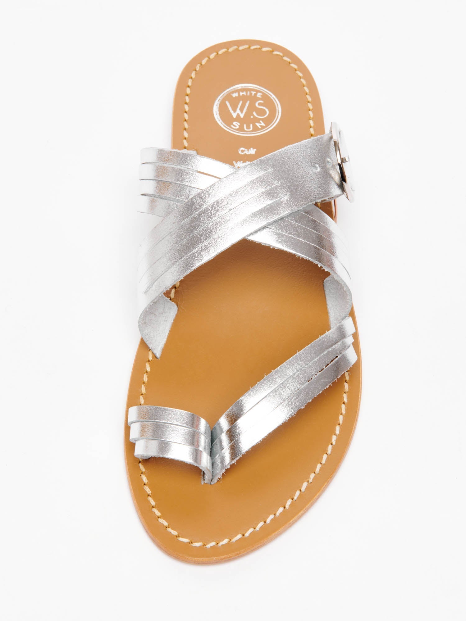 TADI sandales en cuir argent
