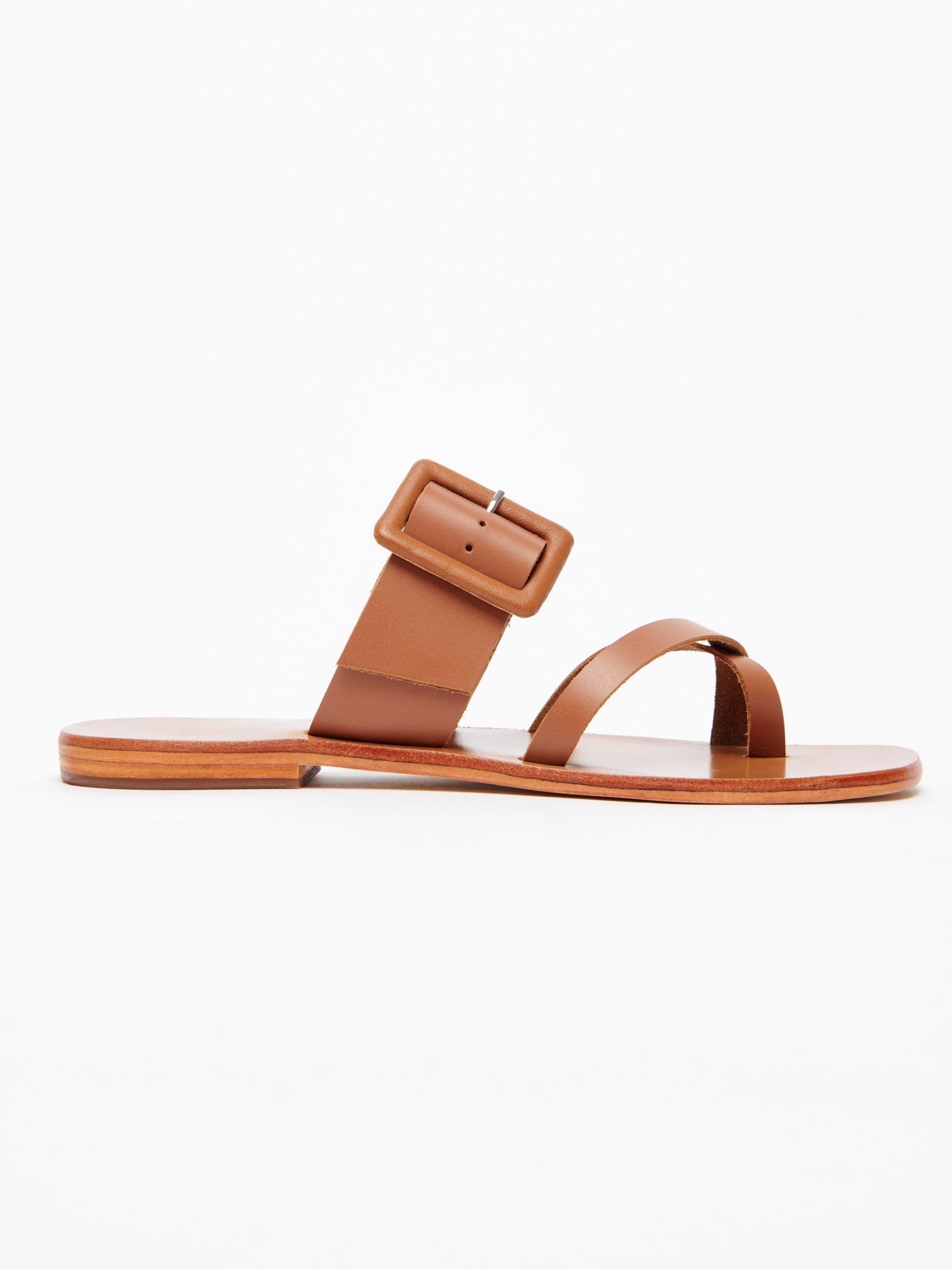ARSHAD mules entre doigt en cuir camel