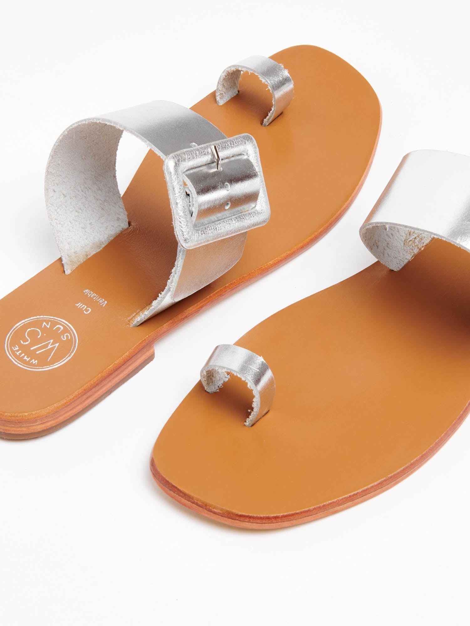 ARMAN sandales en cuir argent