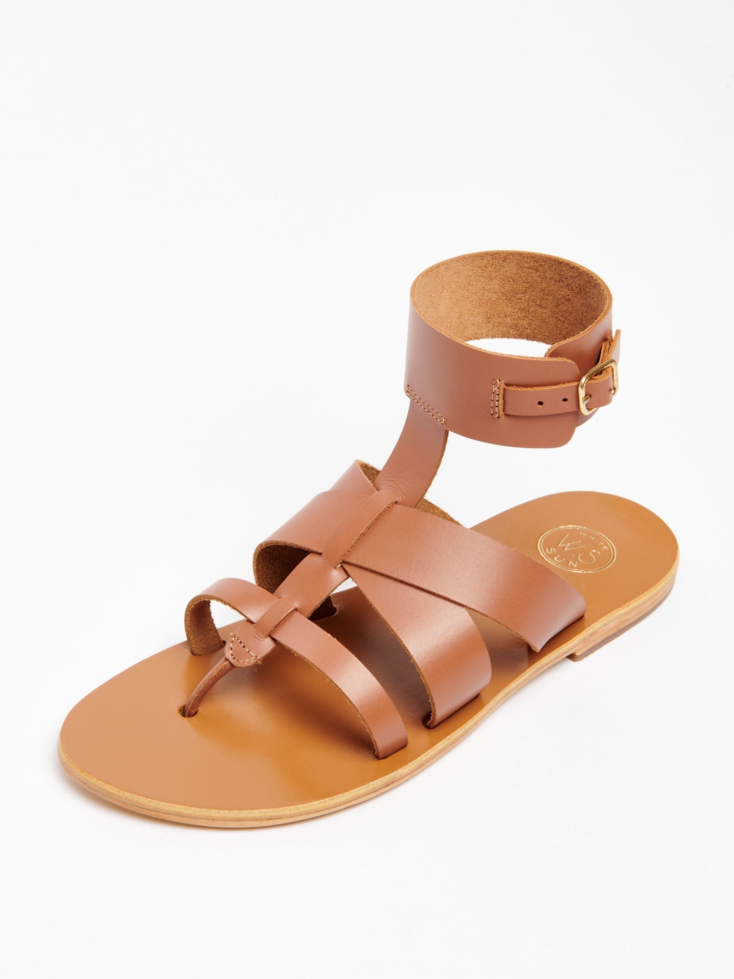 AYDIN sandales en cuir camel