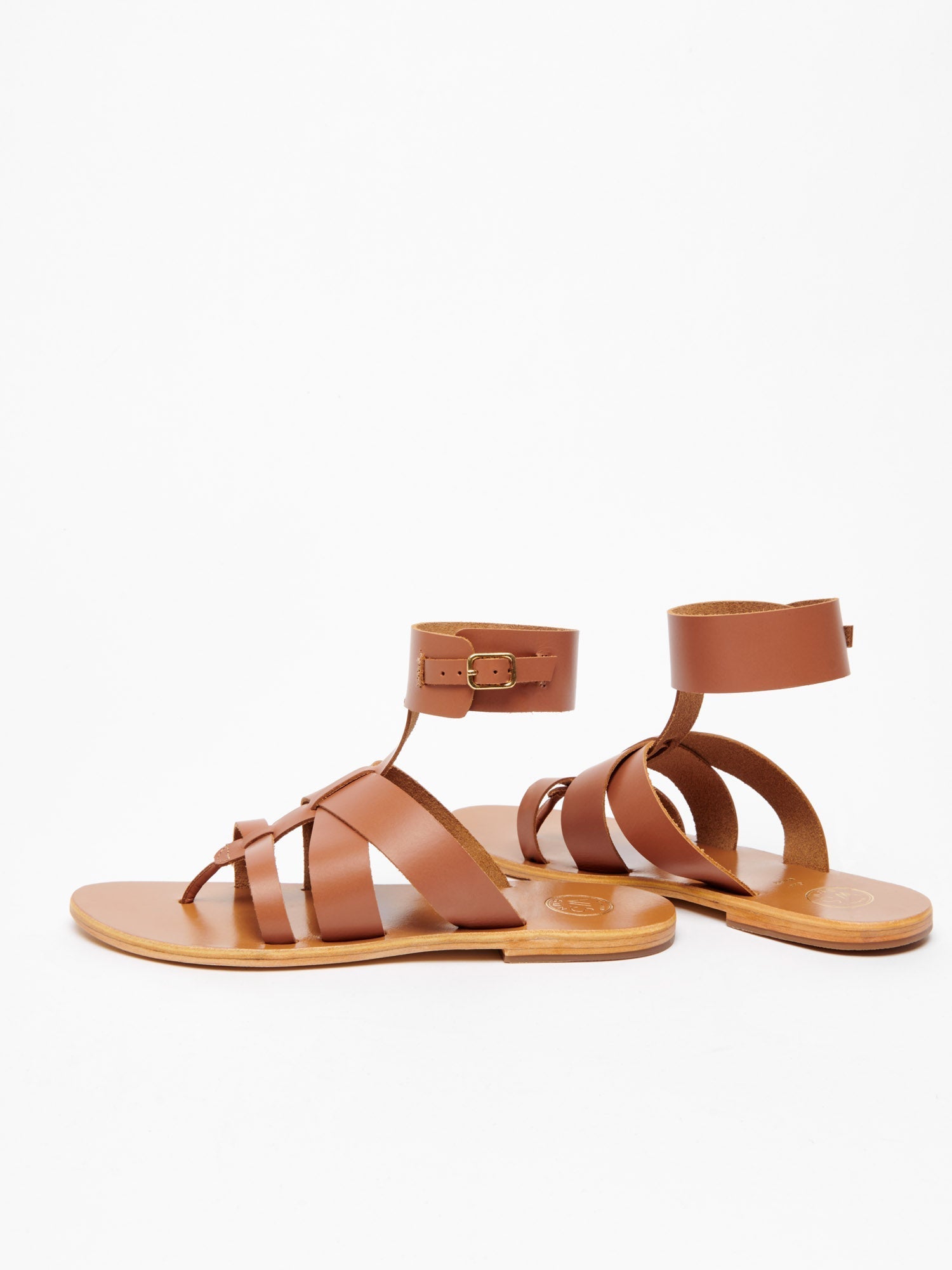 AYDIN sandales en cuir camel