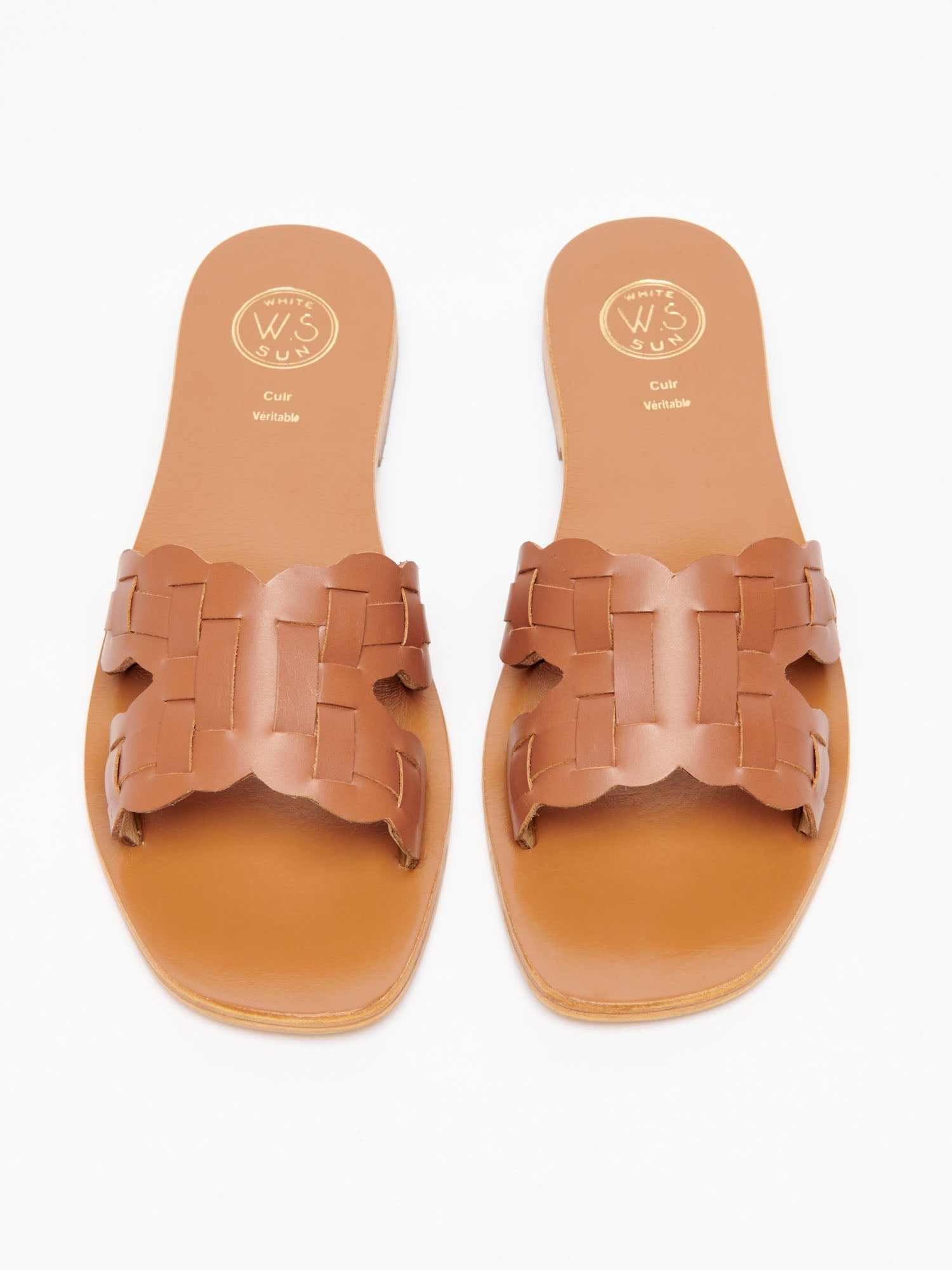 AREZU mules en cuir camel