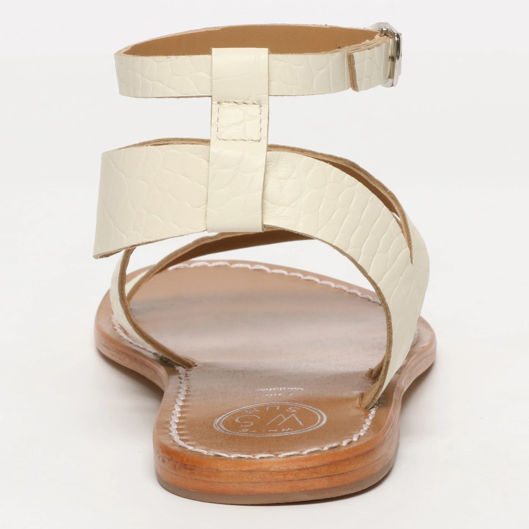 OASIS sandales spartiate / lacet en cuir blanc croco