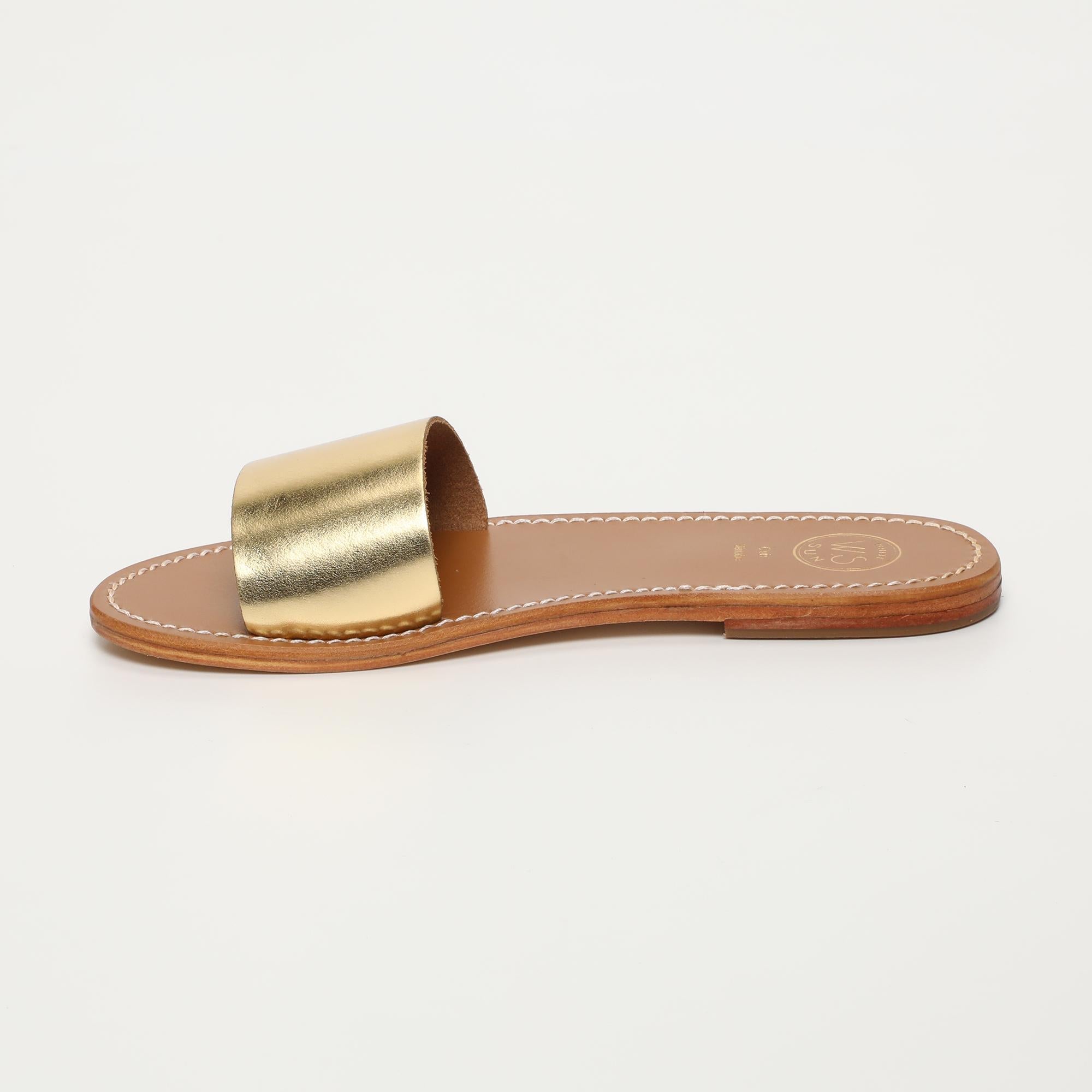 YORK mules en cuir or foncé