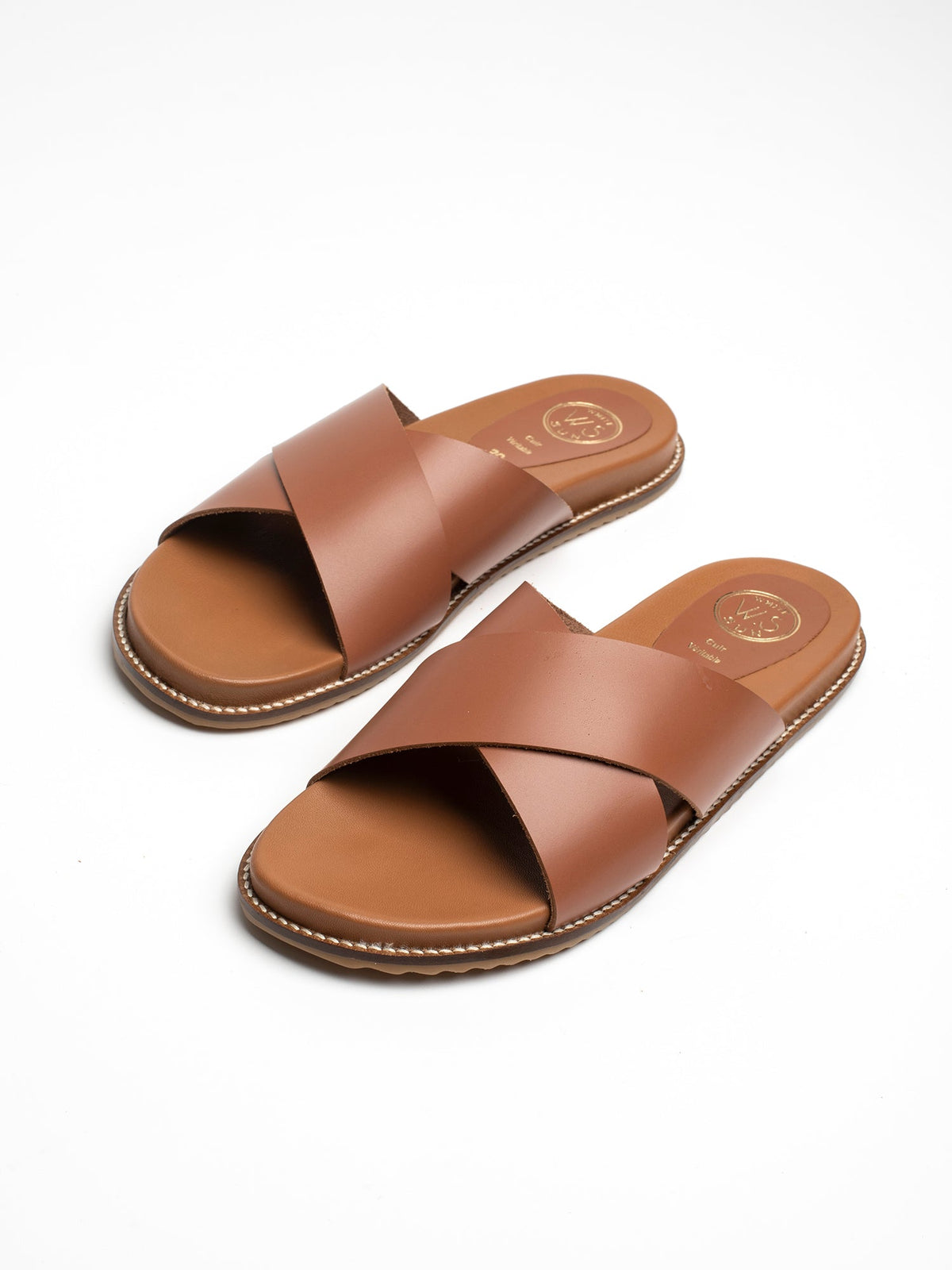 LOUTSIAN mules en cuir camel