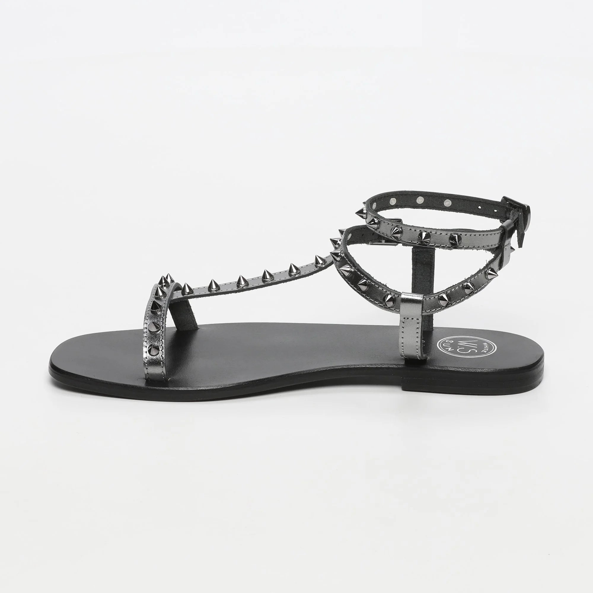 FAREANI sandales bracelet cheville en cuir étain