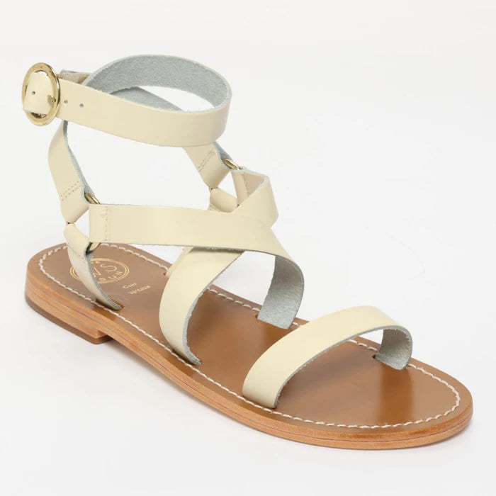 CHAREL sandales spartiate / lacet en cuir blanc off