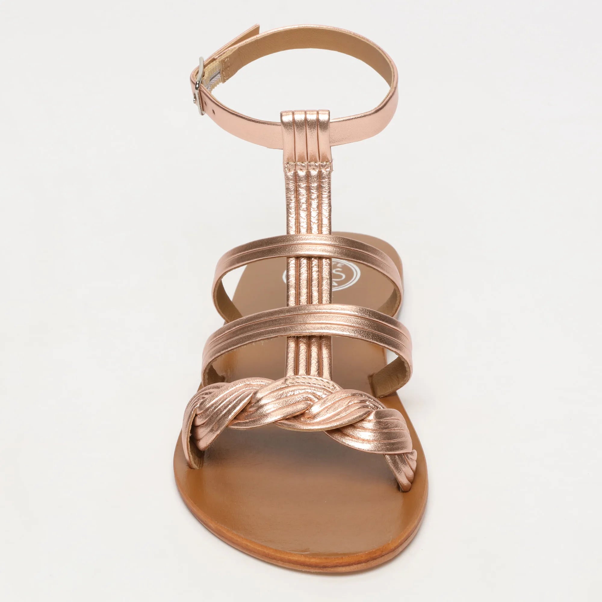 CARMESI sandales spartiate / lacet en cuir or rose