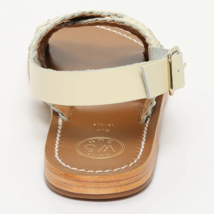 MONICA sandales tressée en cuir blanc off