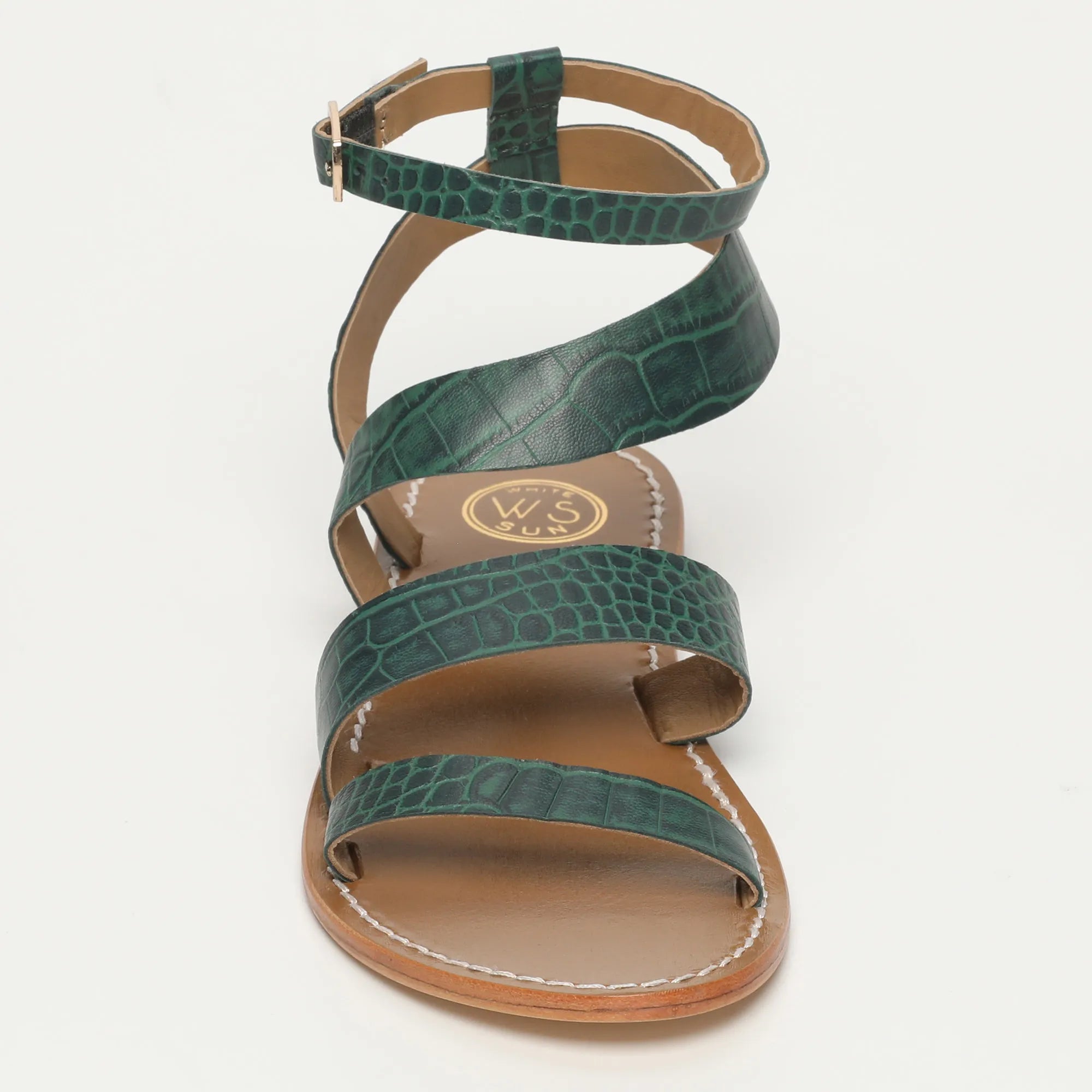 OASIS sandales spartiate / lacet en cuir vert croco