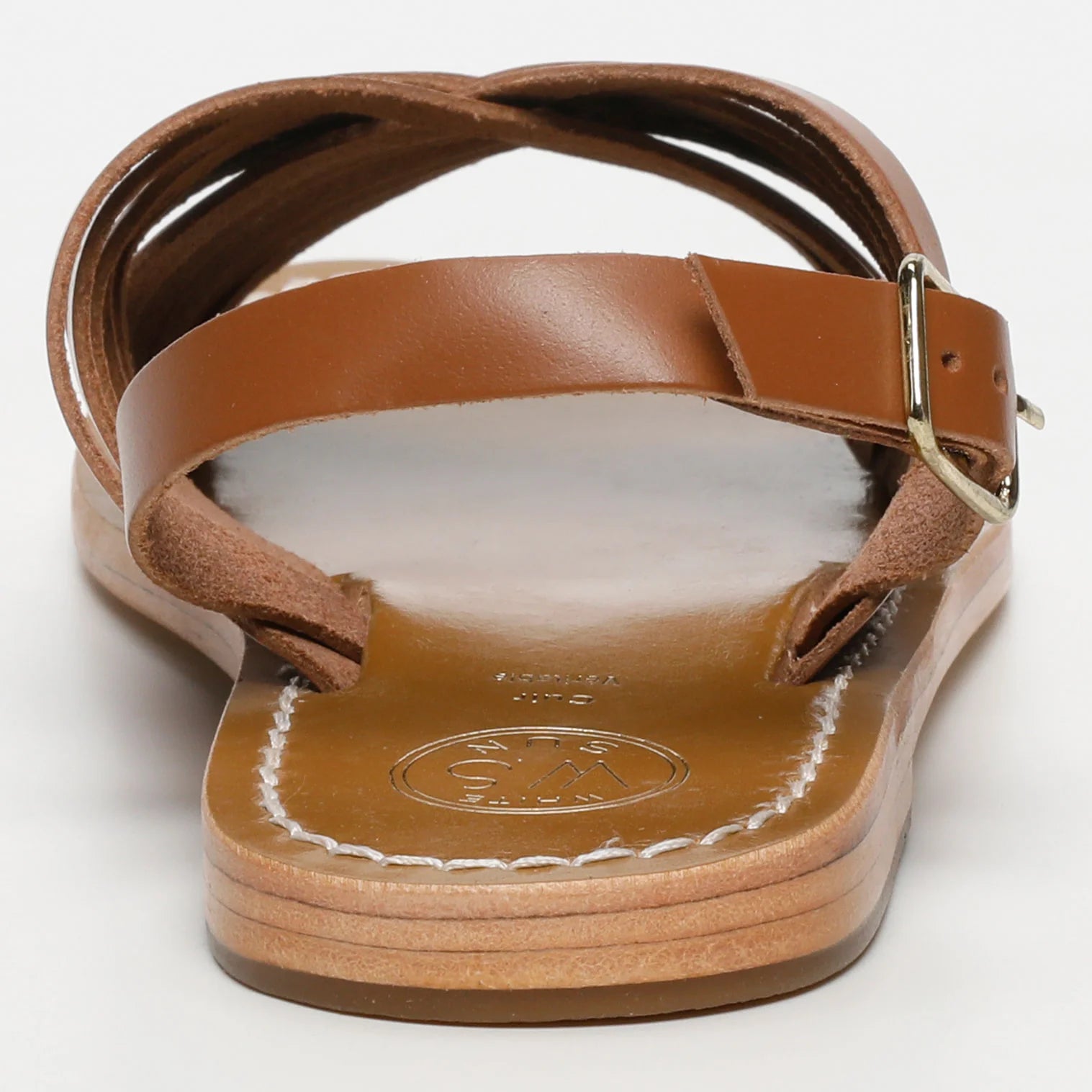 TRINITY sandales spartiate / lacet en cuir camel