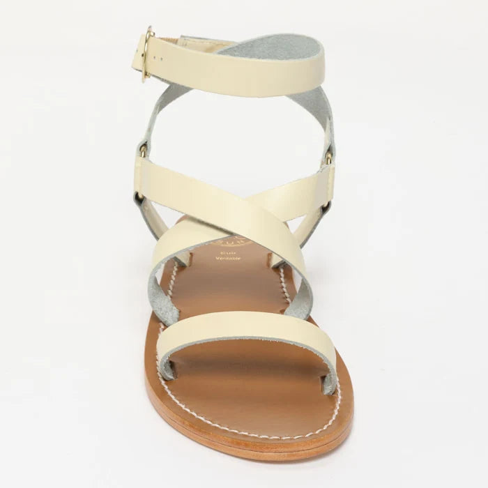 CHAREL sandales spartiate / lacet en cuir blanc off