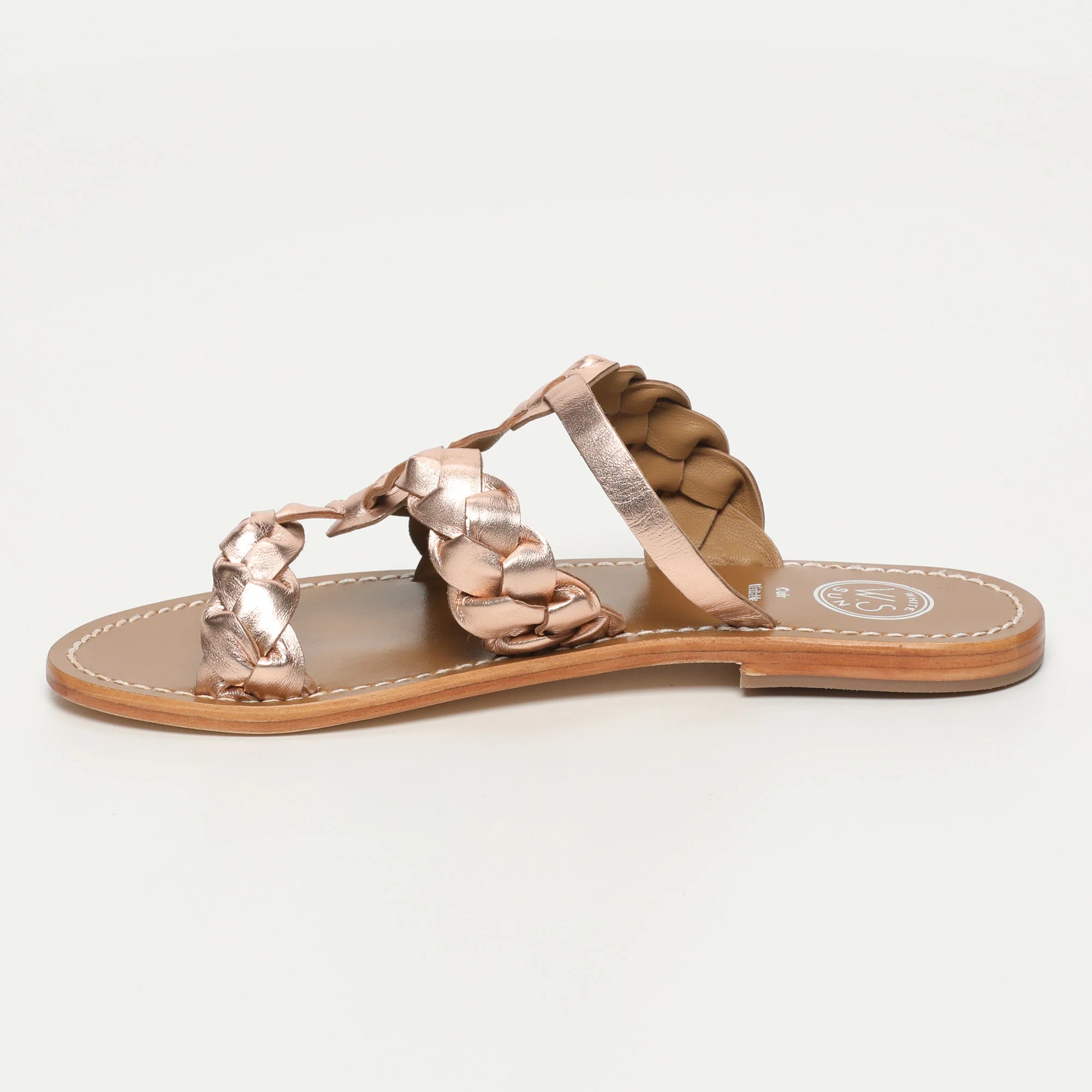 SOMBRA mules tressée en cuir or rose