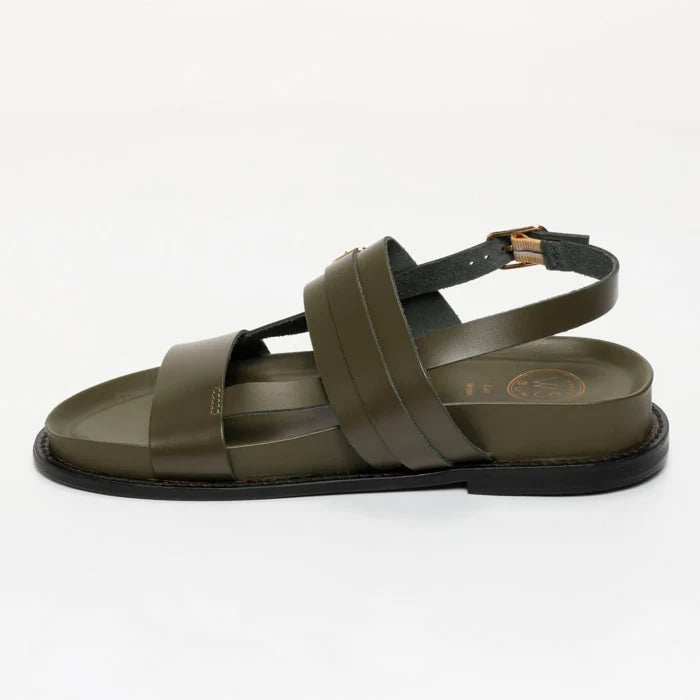 ZENETA sandales en cuir kaki foncé