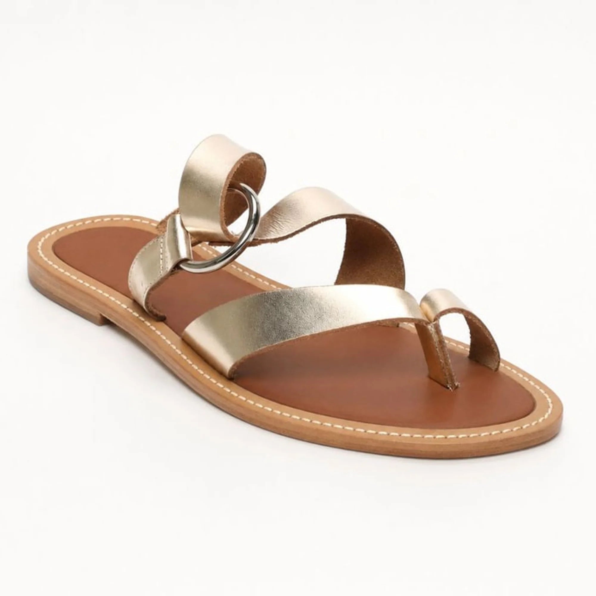 EMMA mules entre-doigts en cuir doré