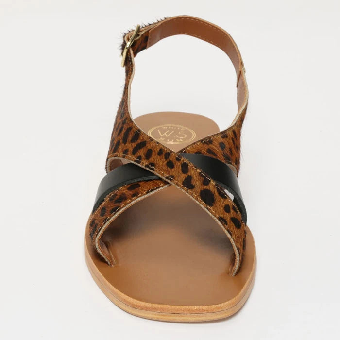 SAMPAYA sandales en cuir léopard et noir