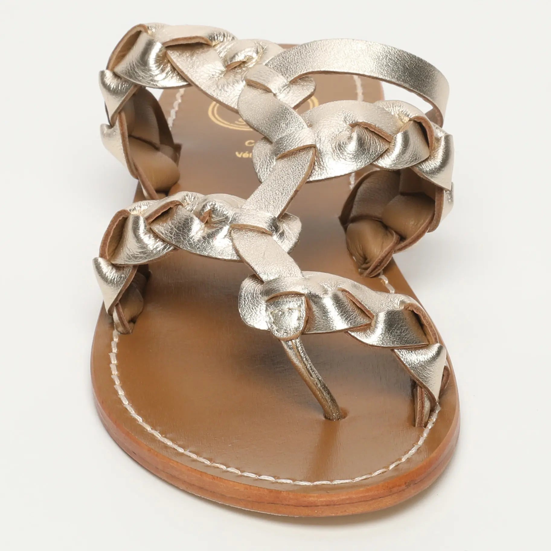 SOMBRA mules tressée en cuir doré